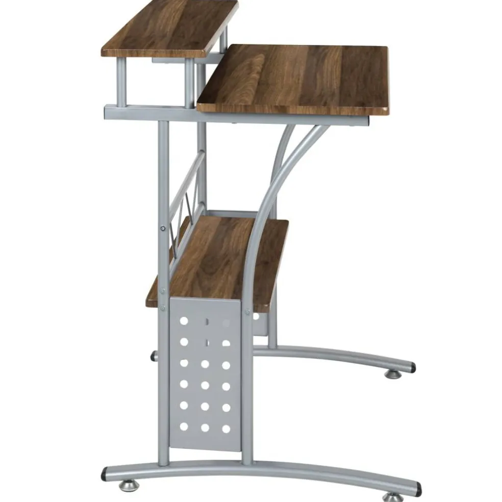 Emma and Oliver Computer Desk with Top and Lower Storage Shelves