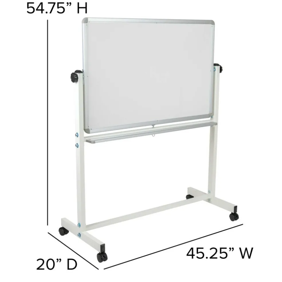 Emma and Oliver Double-Sided Mobile White Board Stand with Pen Tray