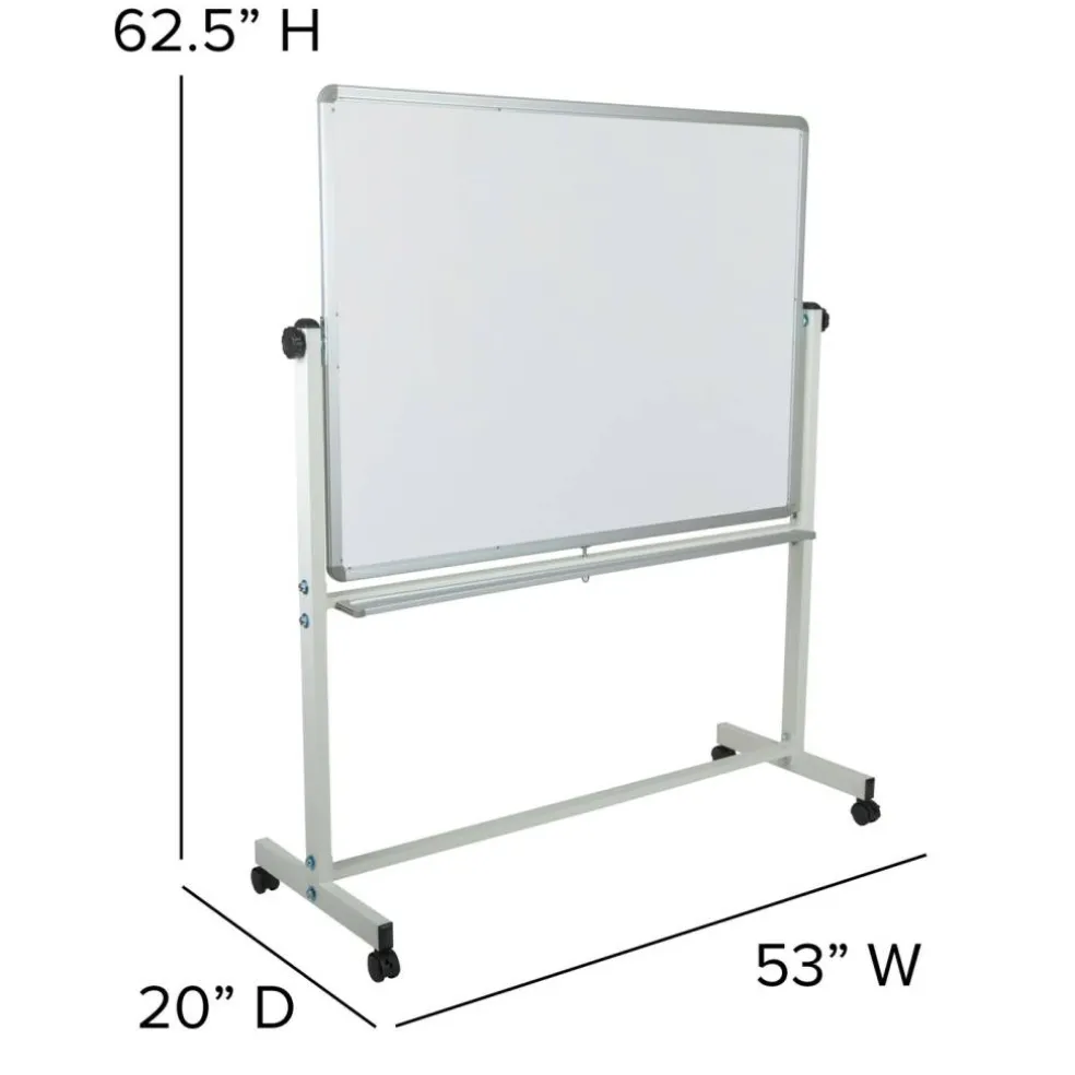 Emma and Oliver Double-Sided Mobile White Board Stand with Pen Tray