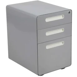 Emma and Oliver Ergonomic 3-Drawer Mobile Locking Filing Cabinet Storage Organizer
