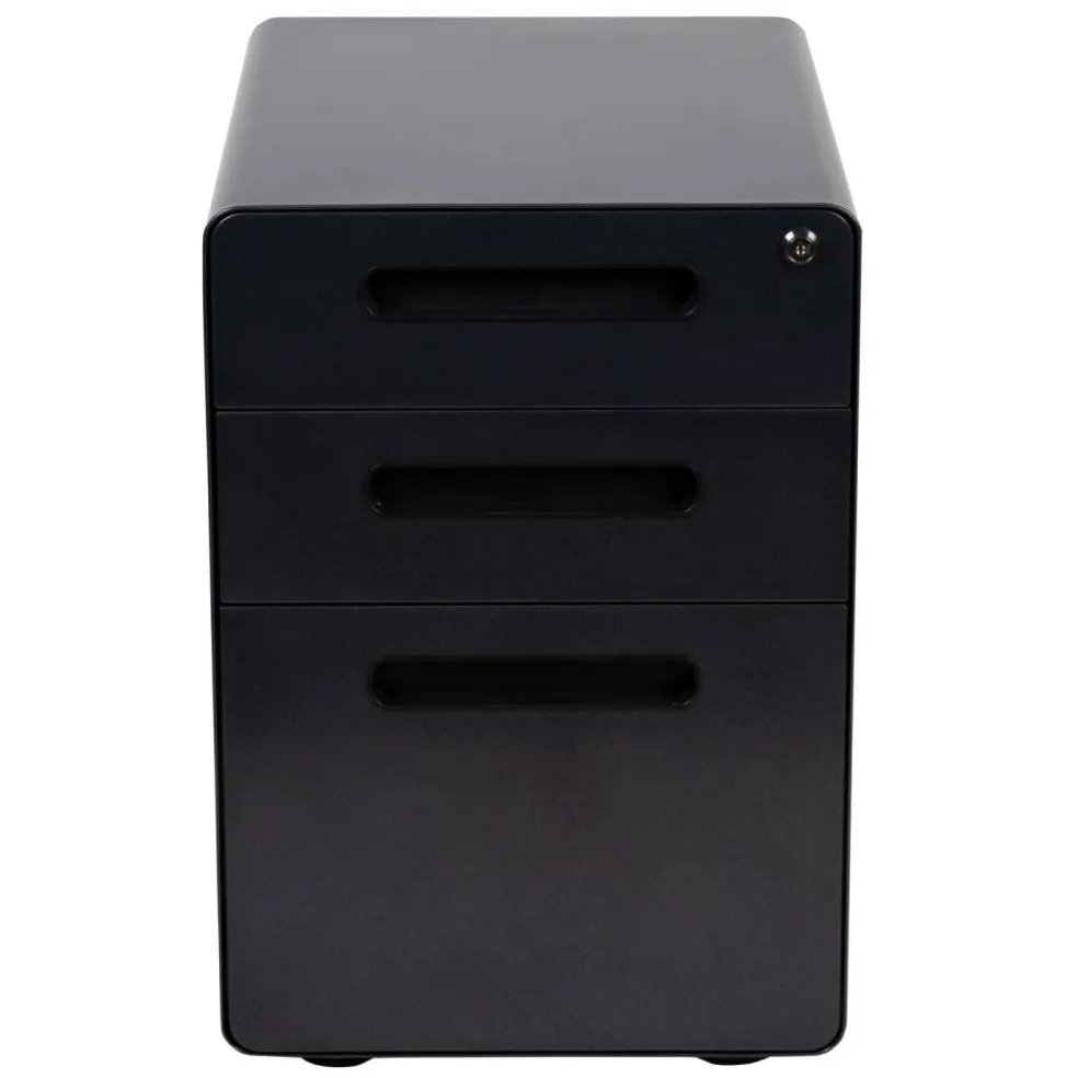 Emma and Oliver Ergonomic 3-Drawer Mobile Locking Filing Cabinet Storage Organizer