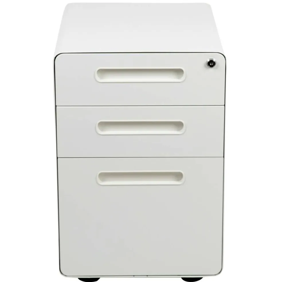 Emma and Oliver Ergonomic 3-Drawer Mobile Locking Filing Cabinet Storage Organizer