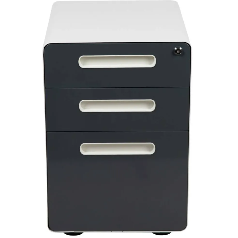 Emma and Oliver Ergonomic 3-Drawer Mobile Locking Filing Cabinet Storage Organizer