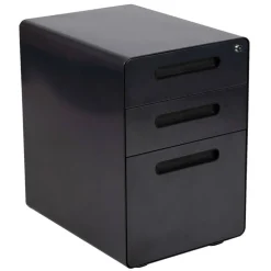 Emma and Oliver Ergonomic 3-Drawer Mobile Locking Filing Cabinet Storage Organizer