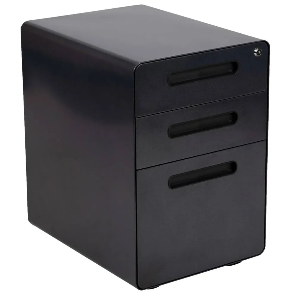 Emma and Oliver Ergonomic 3-Drawer Mobile Locking Filing Cabinet Storage Organizer