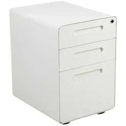 Emma and Oliver Ergonomic 3-Drawer Mobile Locking Filing Cabinet Storage Organizer