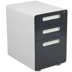 Emma and Oliver Ergonomic 3-Drawer Mobile Locking Filing Cabinet Storage Organizer