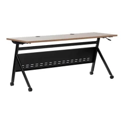 Emma and Oliver Griffin Heavy-Duty Flip Top Training Table with Nesting Design, Privacy Panel, Y-Legs, Tabletop, Metal Frame