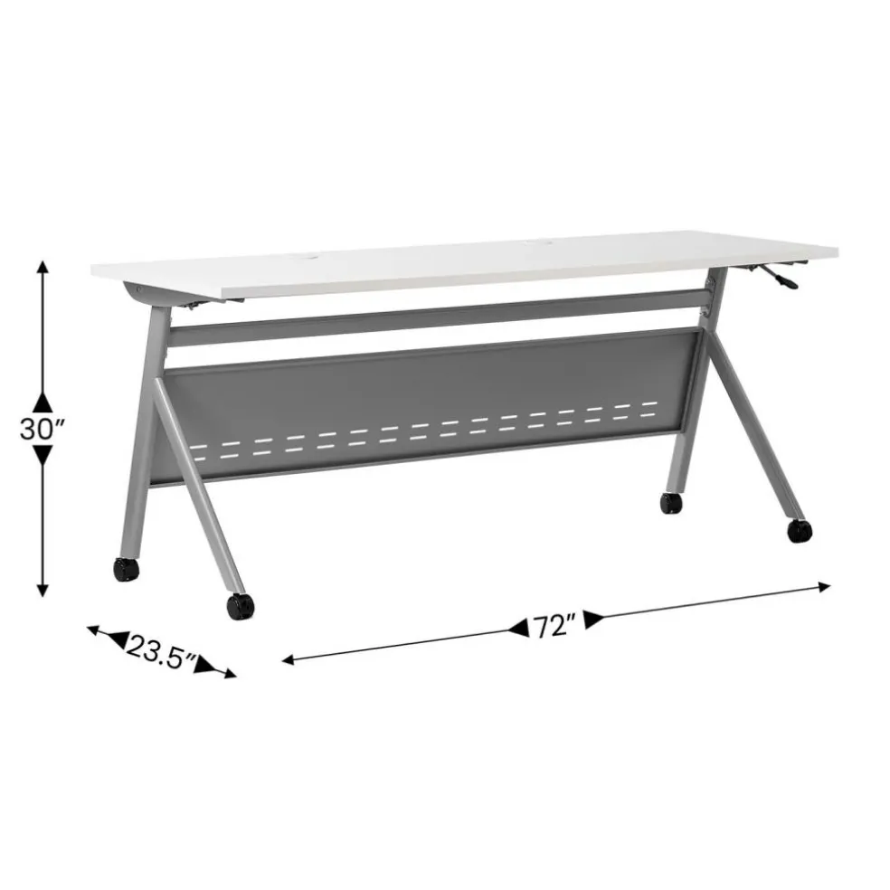 Emma and Oliver Griffin Heavy-Duty Flip Top Training Table with Nesting Design, Privacy Panel, Y-Legs, Tabletop, Metal Frame