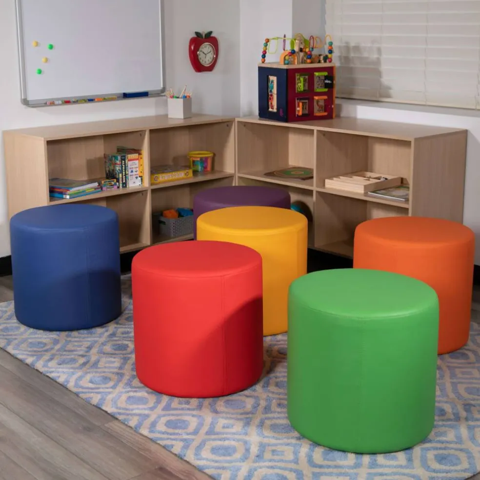 Emma and Oliver 18"H Soft Seating Flexible Circle Backless Chair for Classrooms and Common Spaces