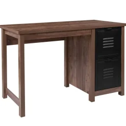 Emma and Oliver Wood Grain Finish Computer Desk with Metal Drawers