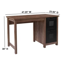 Emma and Oliver Wood Grain Finish Computer Desk with Metal Drawers