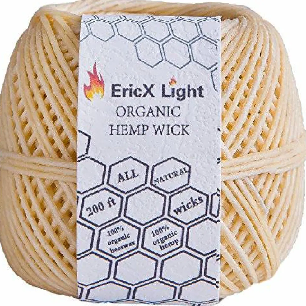 EricX Light Beeswax Hemp Wick,200 ft Spool,100% Organic Hemp Wick Well Coated with Beeswax,Standard Size(1.0mm)