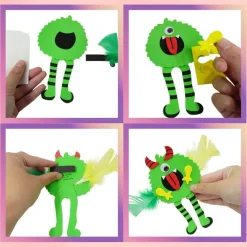 4E’s Halloween Crafts for Kids 24-Pack – Bulk Silly Monster Foam Sticker Kits with Magnets, Peel & Stick, Mess-Free DIY Halloween Crafts for Toddlers, Kids 3-12, Classroom & Party Fall Activities