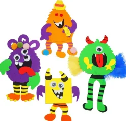 4E’s Halloween Crafts for Kids 24-Pack – Bulk Silly Monster Foam Sticker Kits with Magnets, Peel & Stick, Mess-Free DIY Halloween Crafts for Toddlers, Kids 3-12, Classroom & Party Fall Activities
