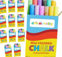 4Eās Novelty Mini Chalk Set - 12 Boxes Sidewalk Chalk Summer Party Favors, Goodie Bag Stuffers, Non-Toxic Chalk for Toddlers