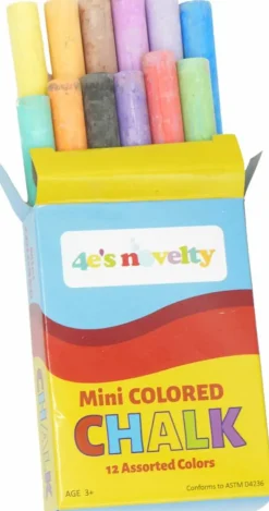 4E’s Novelty Mini Chalk Set - 12 Boxes Sidewalk Chalk Summer Party Favors, Goodie Bag Stuffers, Non-Toxic Chalk for Toddlers