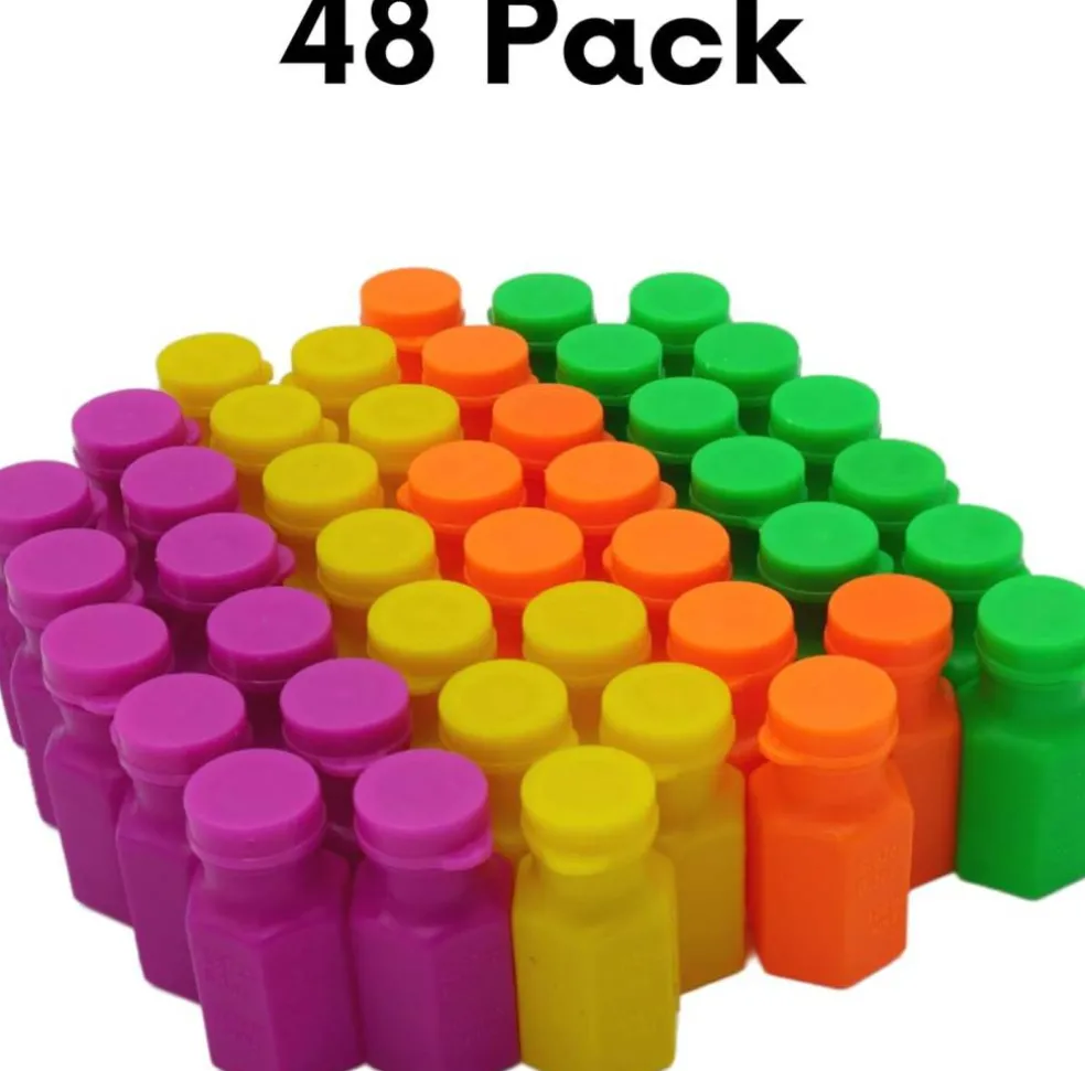 4E's Novelty 48 Pack Mini Bubbles - 1.6" Bulk Non Toxic Bubbles for Kids Party Favors
