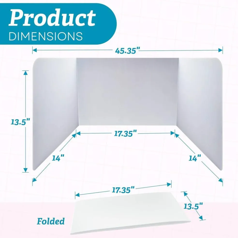 4E's Novelty Plastic Desk Dividers for Students 20 Pack, Bulk White Desk Privacy Panel - Plastic Classroom Dividers, Testing Dividers for Classrooms, Easy-to-Clean Durable, with Labels
