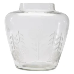 6.5" Etched Soda Lime Glass Urn Vase