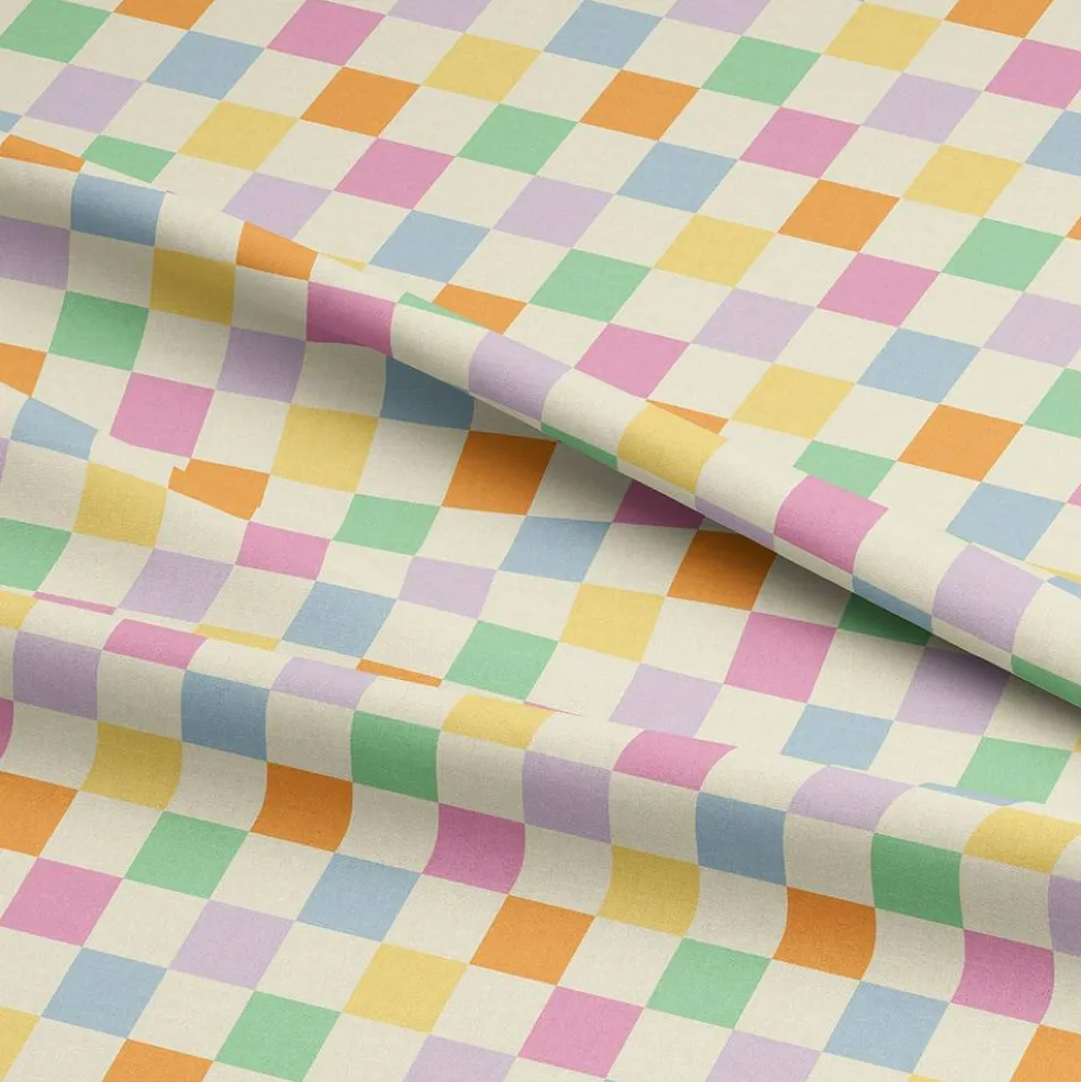 Eugene Textiles Colorful Checker Cotton Quilting Fabric