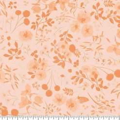 Eugene Textiles Monochrome Coral Floral Cotton Quilting Fabric