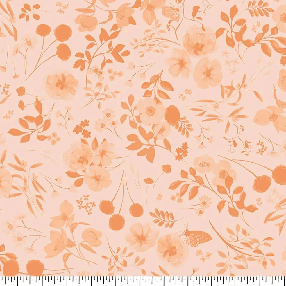 Eugene Textiles Monochrome Coral Floral Cotton Quilting Fabric
