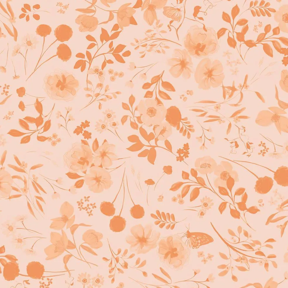 Eugene Textiles Monochrome Coral Floral Cotton Quilting Fabric