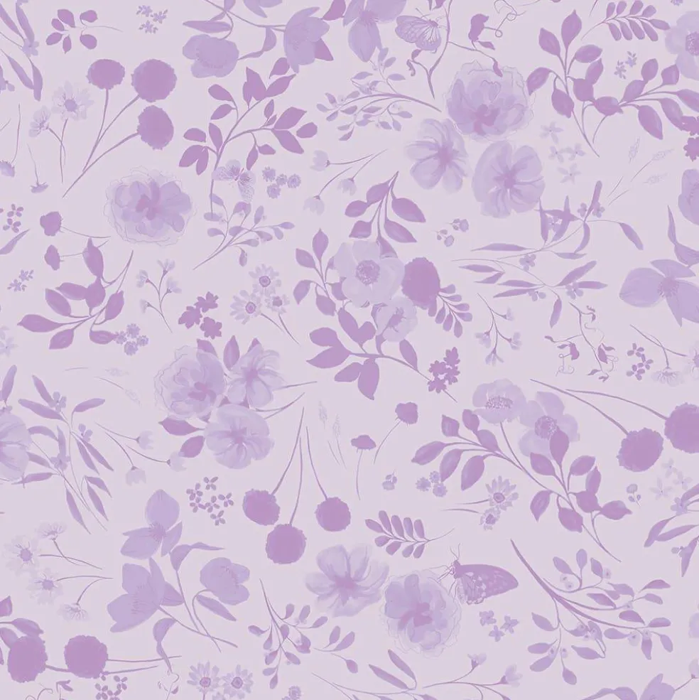 Eugene Textiles Monochrome Purple Floral Cotton Quilting Fabric