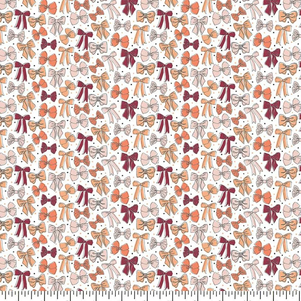 Eugene Textiles Pink Bows on White Cotton Quilting Fabric