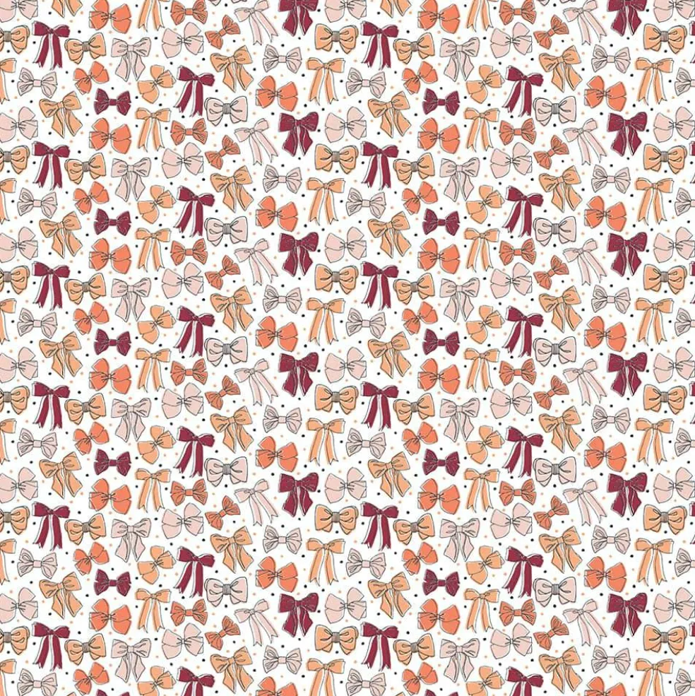 Eugene Textiles Pink Bows on White Cotton Quilting Fabric