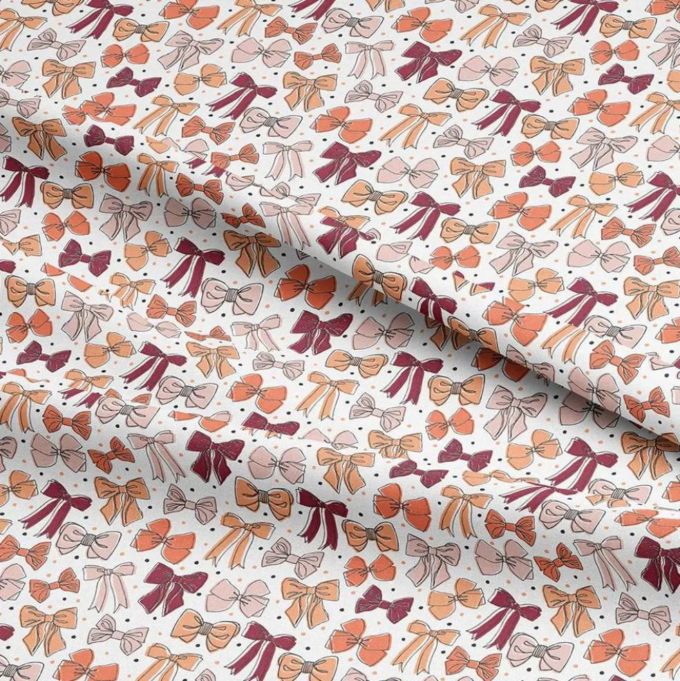 Eugene Textiles Pink Bows on White Cotton Quilting Fabric