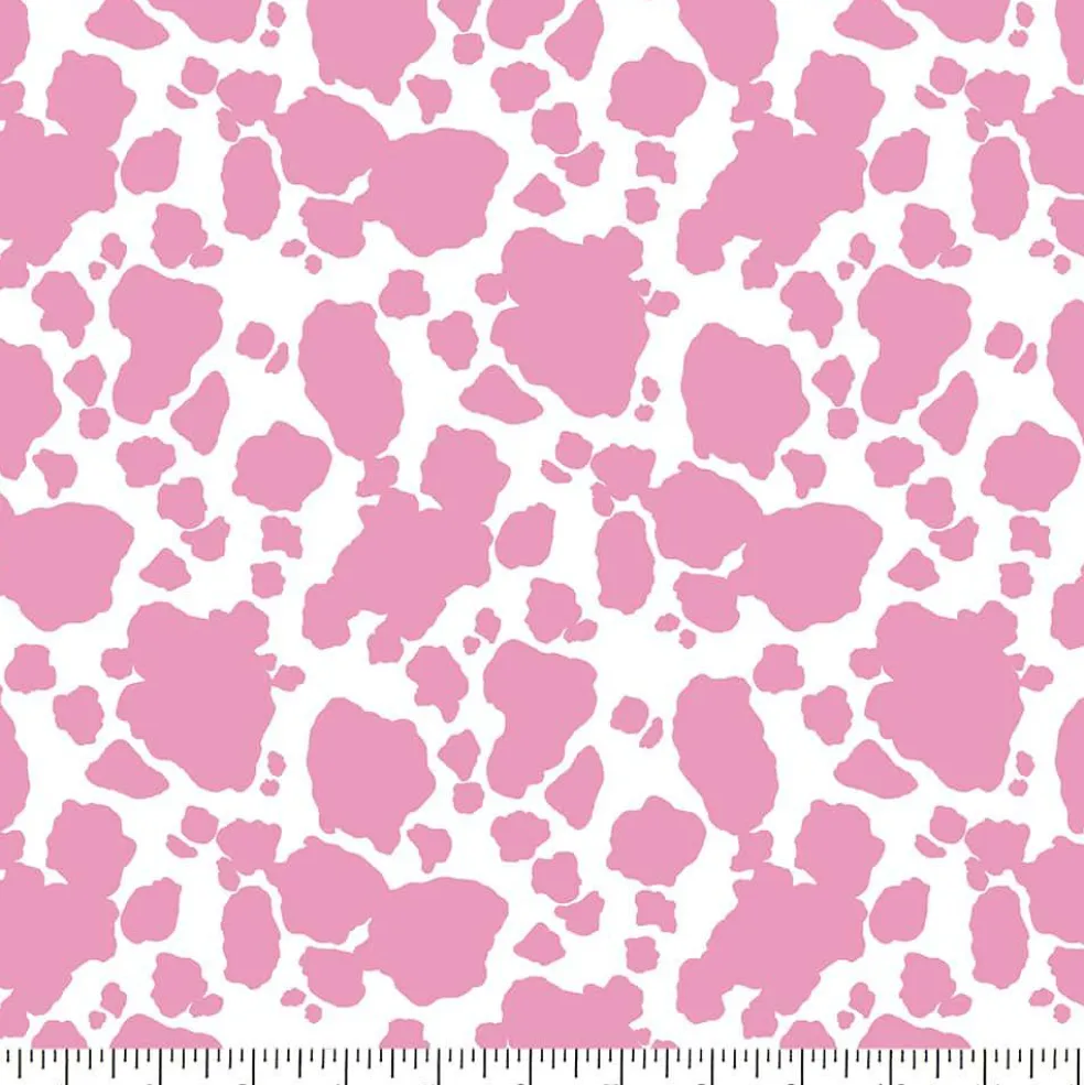 Eugene Textiles Pink Cow Print Cotton Quilting Fabric