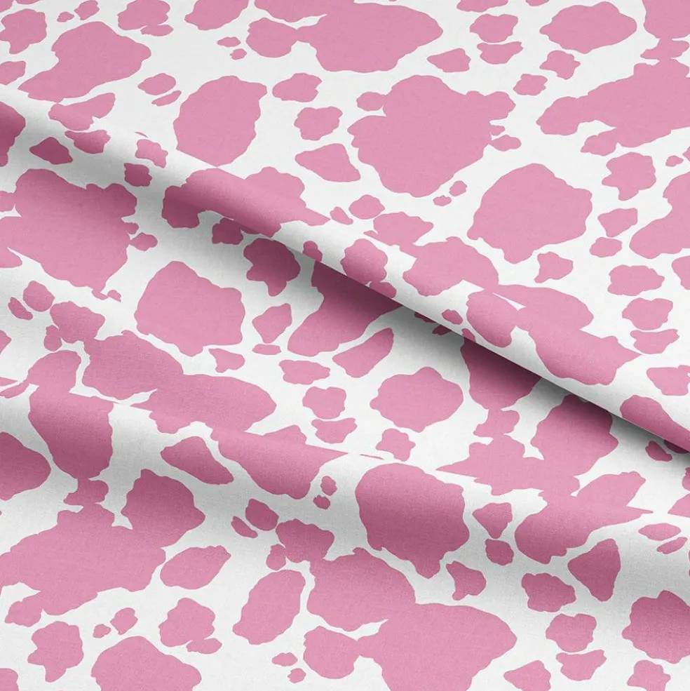 Eugene Textiles Pink Cow Print Cotton Quilting Fabric