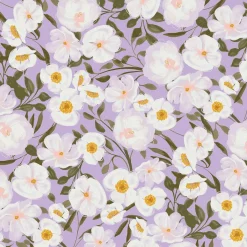 Eugene Textiles Purple Flowers Cotton Quilting Fabric