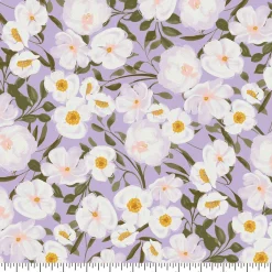 Eugene Textiles Purple Flowers Cotton Quilting Fabric