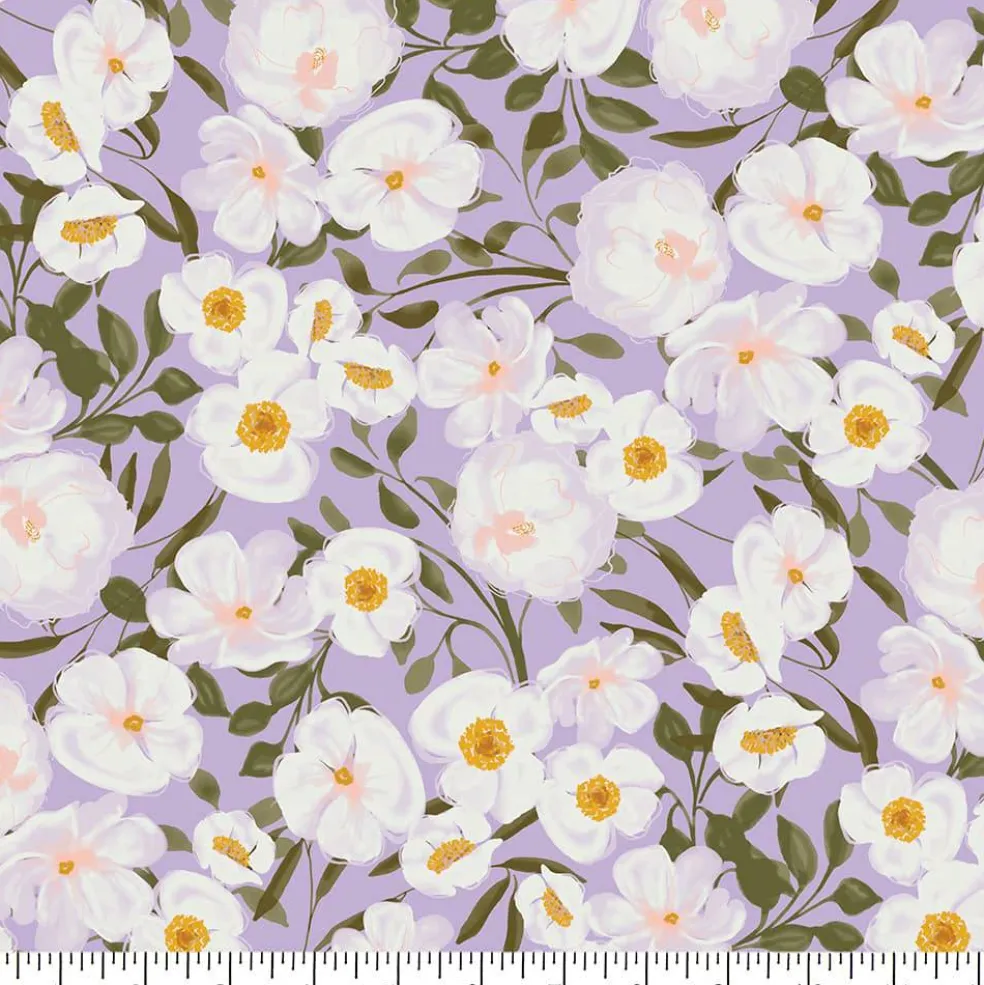Eugene Textiles Purple Flowers Cotton Quilting Fabric