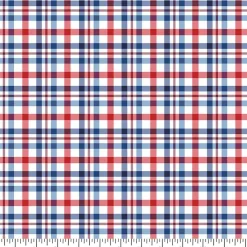 Eugene Textiles Red, White & Blue Tartan Cotton Quilting Fabric