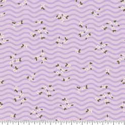 Eugene Textiles Small Floral Toss on Purple Waves Cotton Quilting Fabric
