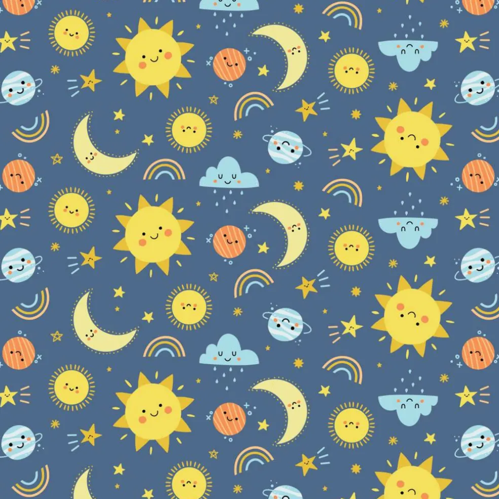 Eugene Textiles Sun & Moon Blue Flannel