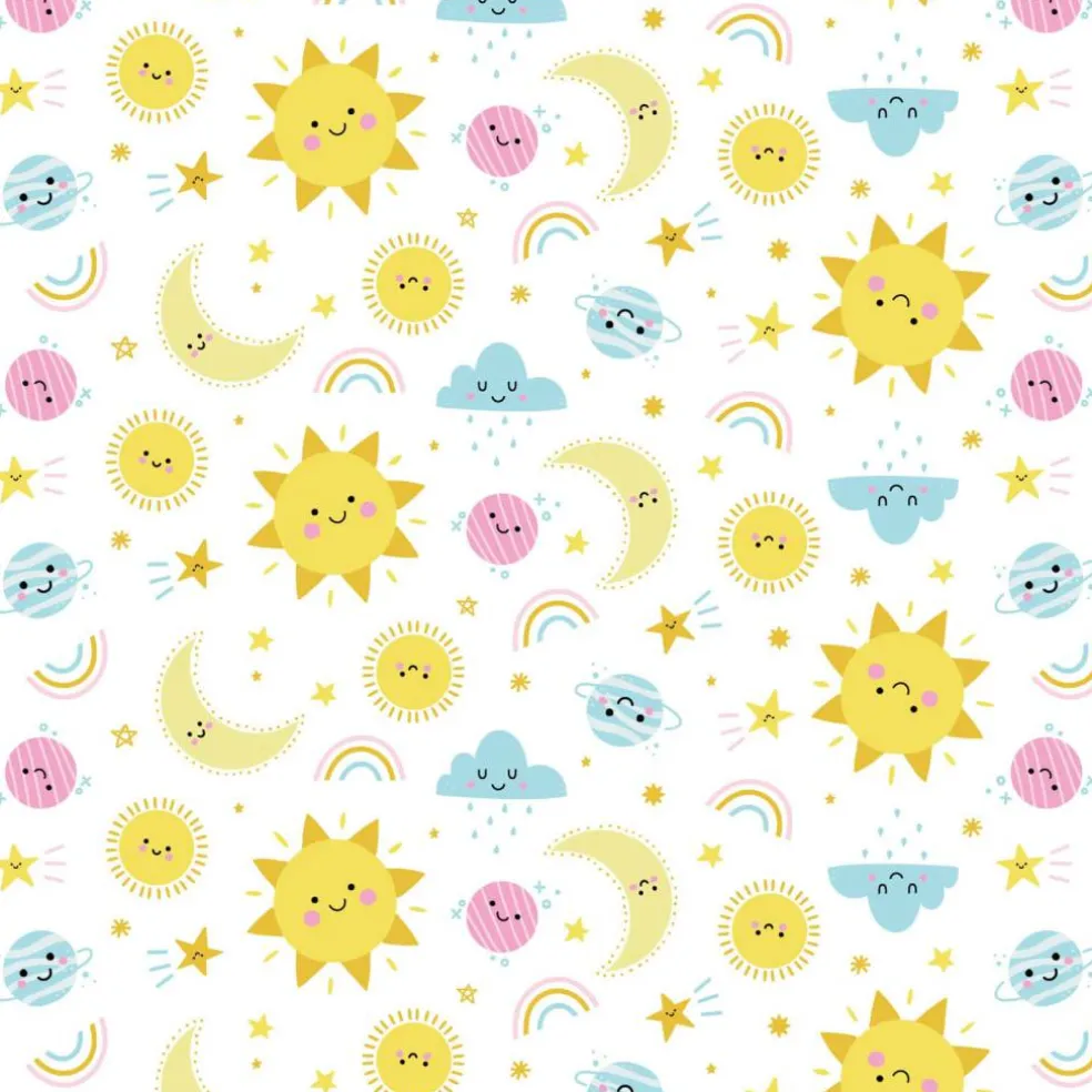Eugene Textiles Sun & Moon White Flannel