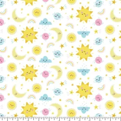 Eugene Textiles Sun & Moon White Flannel