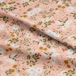 Eugene Textiles White Floral on Coral Cotton Quilting Fabric