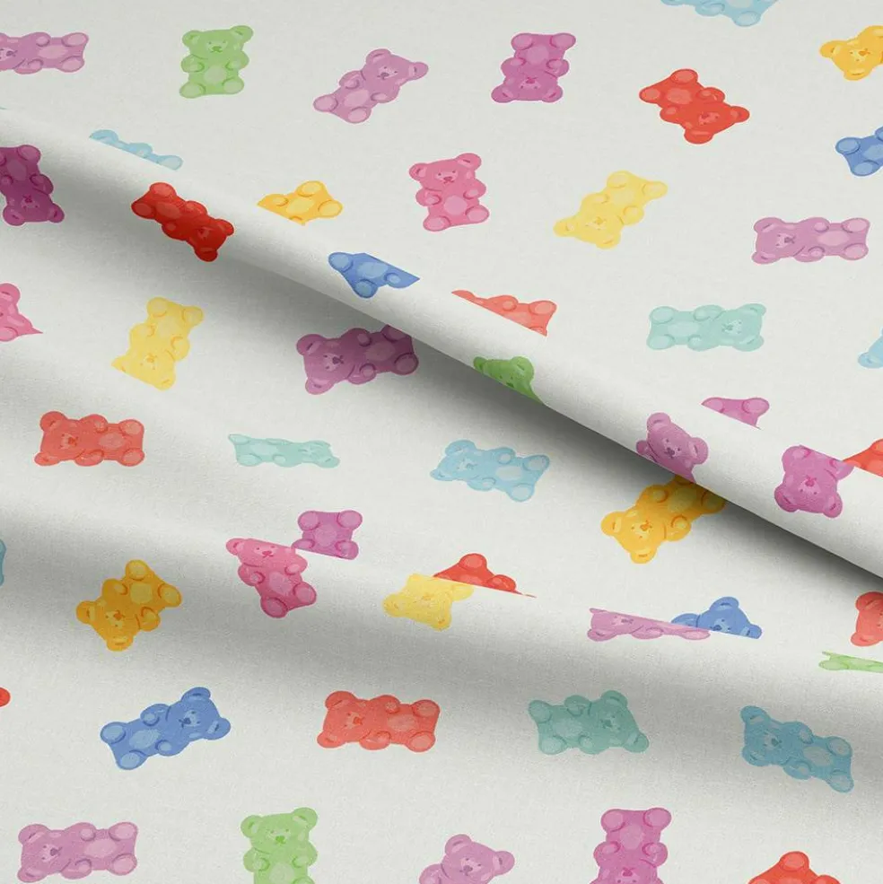 Eugene Textiles White Gummy Bears Cotton Quilting Fabric