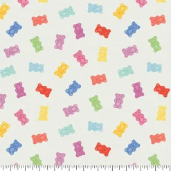 Eugene Textiles White Gummy Bears Cotton Quilting Fabric