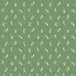 Eugene Textiles White Rose on Green Cotton Quilting Fabric