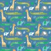 Eugene Textiles Zoo Animals Blue Cotton Flannel