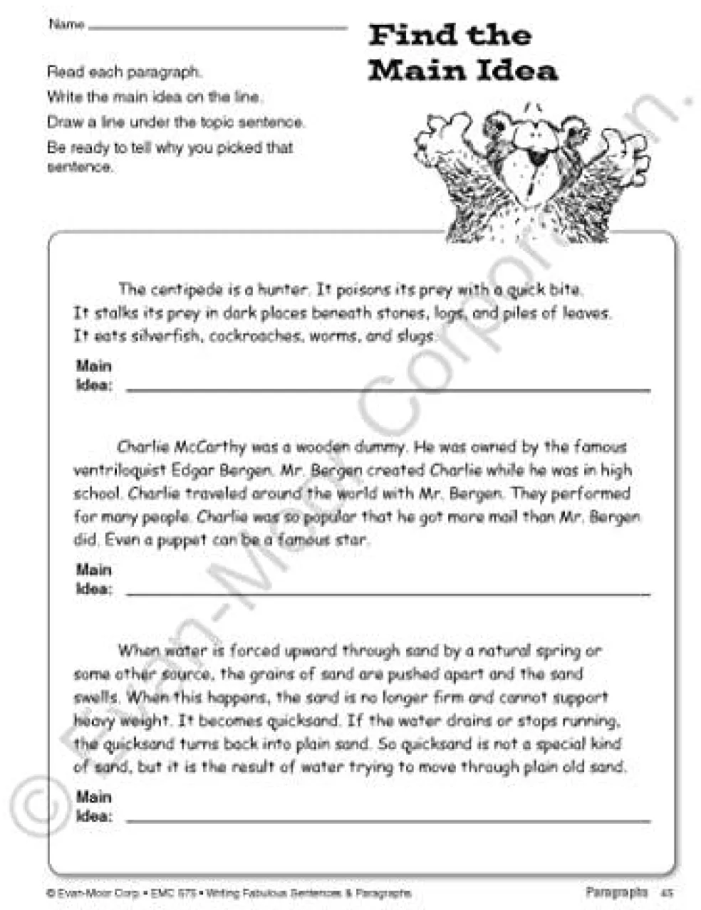 Evan-Moor Writing Fabulous Sentences & Paragraphs, Grades 4-6, Homeschool & Classroom Workbook, Activities, Main Ideas, Topic Sentences, Figurative Language, Descriptive Details, Writing Skills
