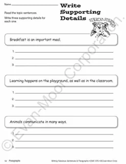 Evan-Moor Writing Fabulous Sentences & Paragraphs, Grades 4-6, Homeschool & Classroom Workbook, Activities, Main Ideas, Topic Sentences, Figurative Language, Descriptive Details, Writing Skills
