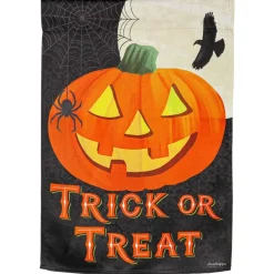 Evergreen 18.0 Inch Trick Or Treat Garden Flag Halloween Garden Flag , Double Sided Garden Halloween Spider Double-Sided